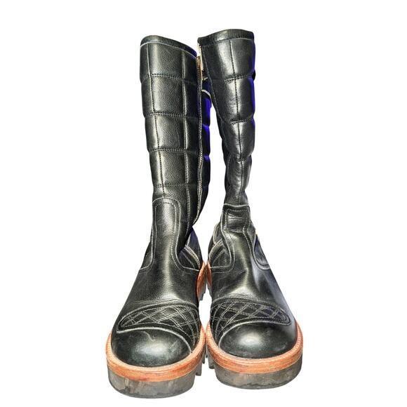 Jim Barnier Boots Women's Size 6 M Black Quilted Leather Side Zip Tall Shoes - Picture 2 of 7